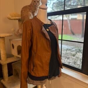 Brown vintage y2k leather jacket